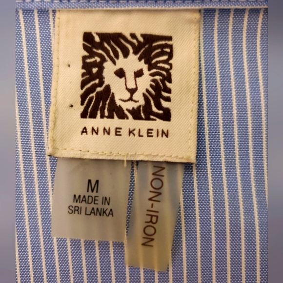 Anne Klein Blouse, Medium, Blue Pinstripe - Picture 3 of 4